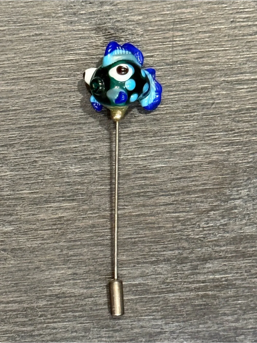 Blue Glass Fish Hat Pin